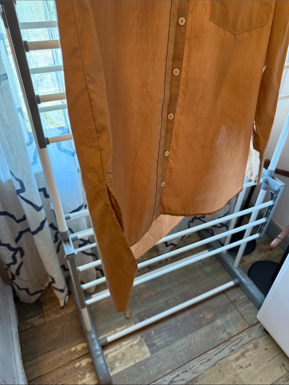 Maeve Long-Sleeve Button-Down Shirt in Rust Brown - Picture 4 of 8